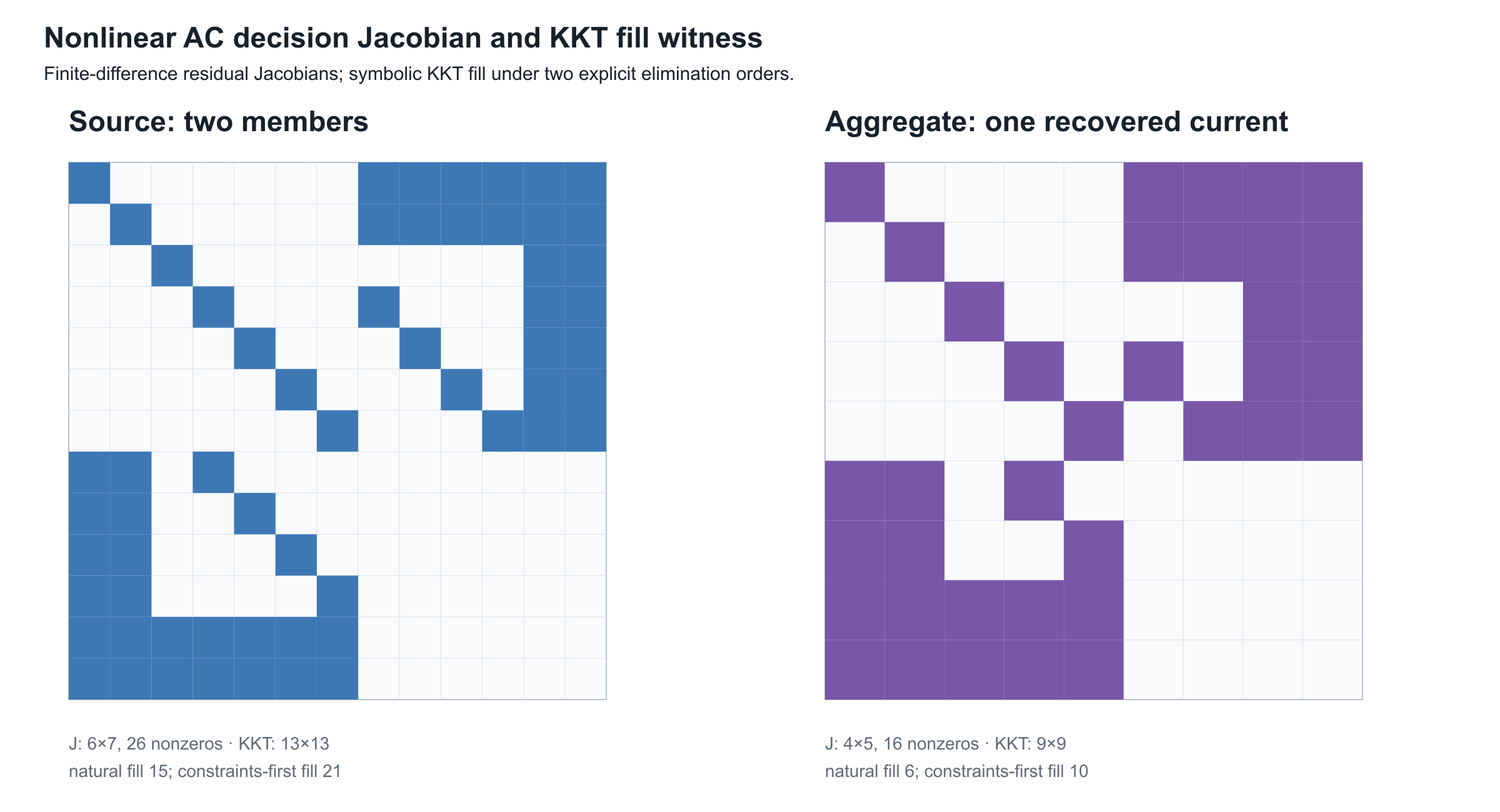Nonlinear source and aggregate KKT sparsity and fill witness.